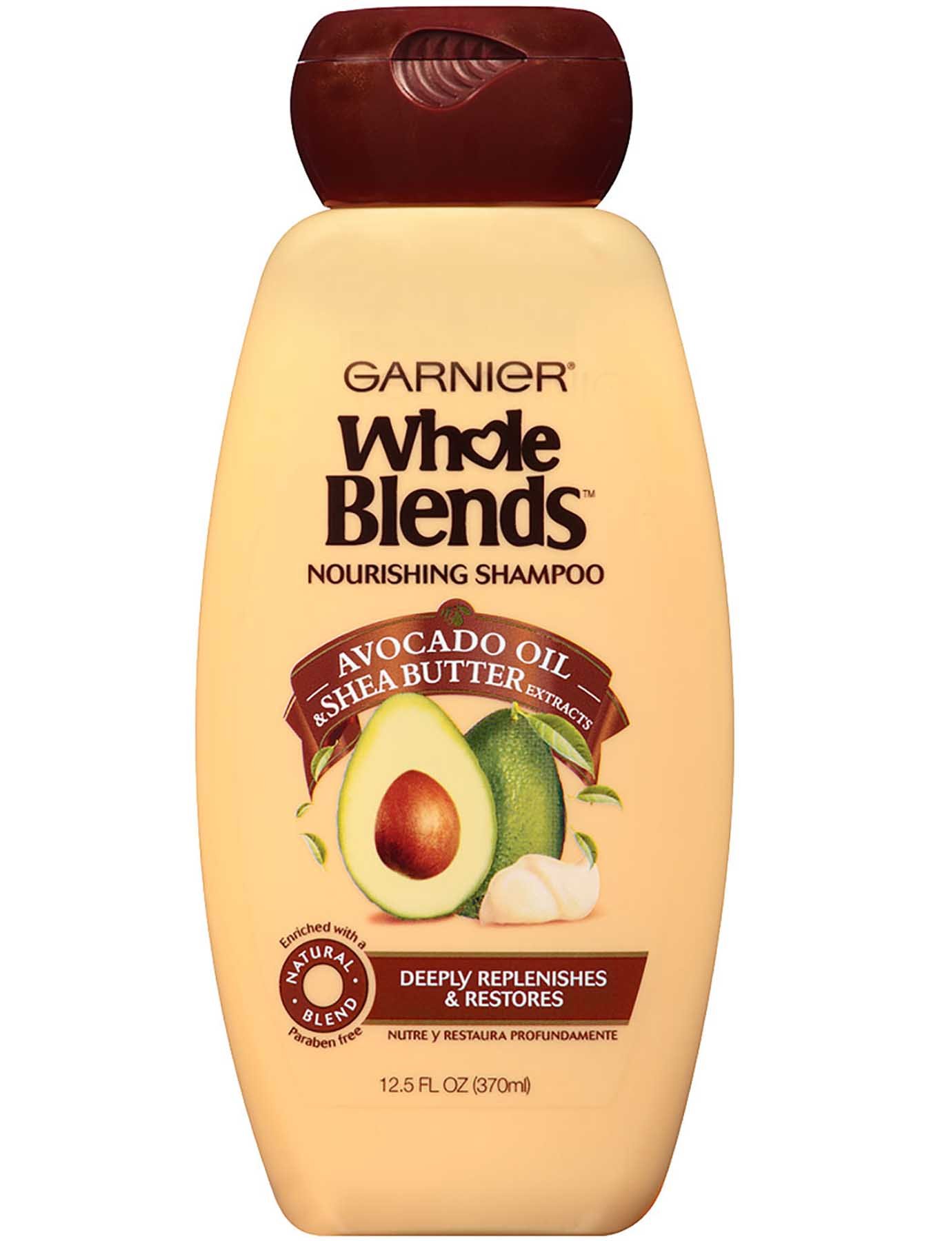 Garnier Whole Blends Nourishing Shampoo Avocado Oil Shea Butter Front Of Bottle